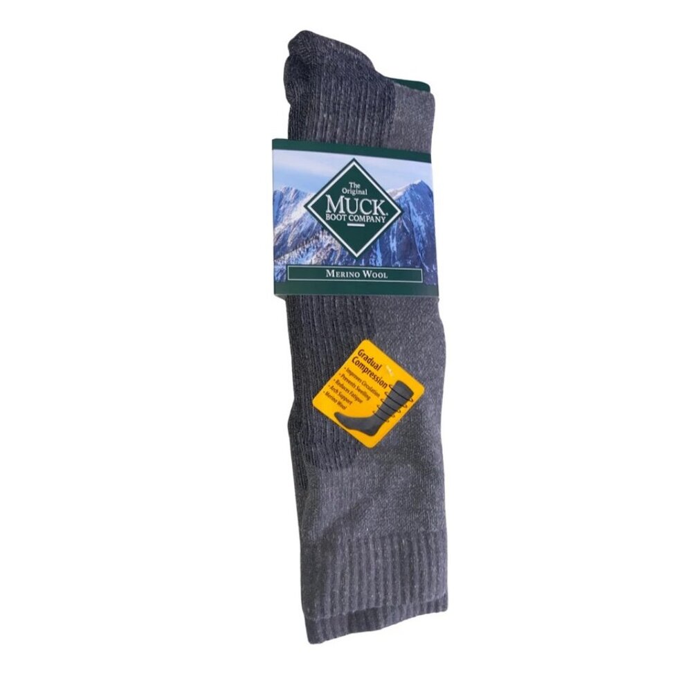 MUCK Boot Co Two Pair Merino Wool Gradual Compression Tall Boot Socks XL 12-16 - Picture 2 of 6